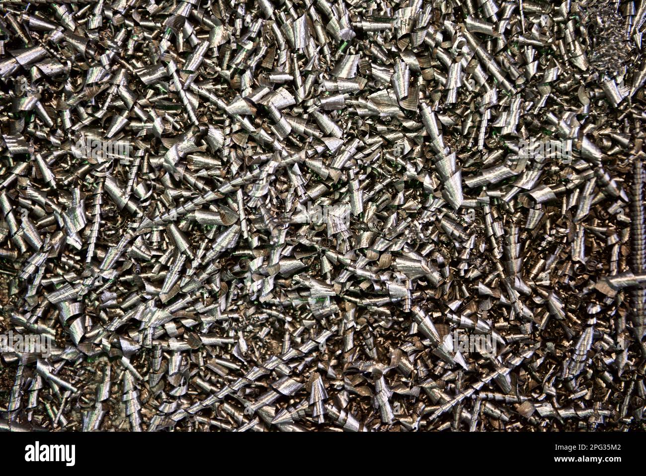 metal shavings after the operation of the lathe Stock Photo Alamy