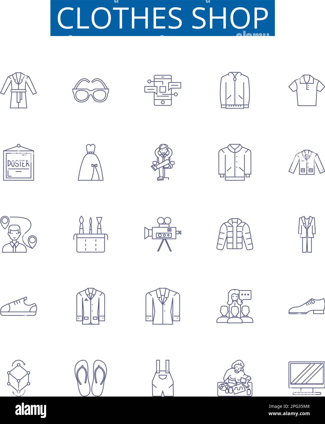Clothes shop line icons signs set. Design collection of Clothing, Shop