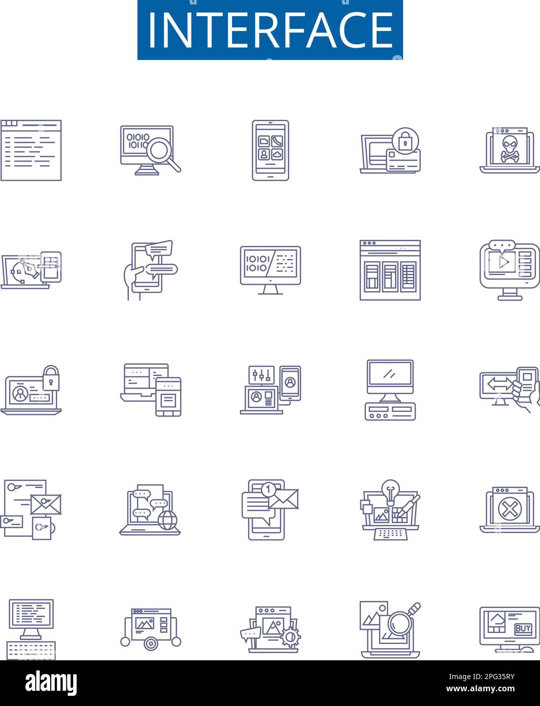 Interface line icons signs set. Design collection of Interface ...