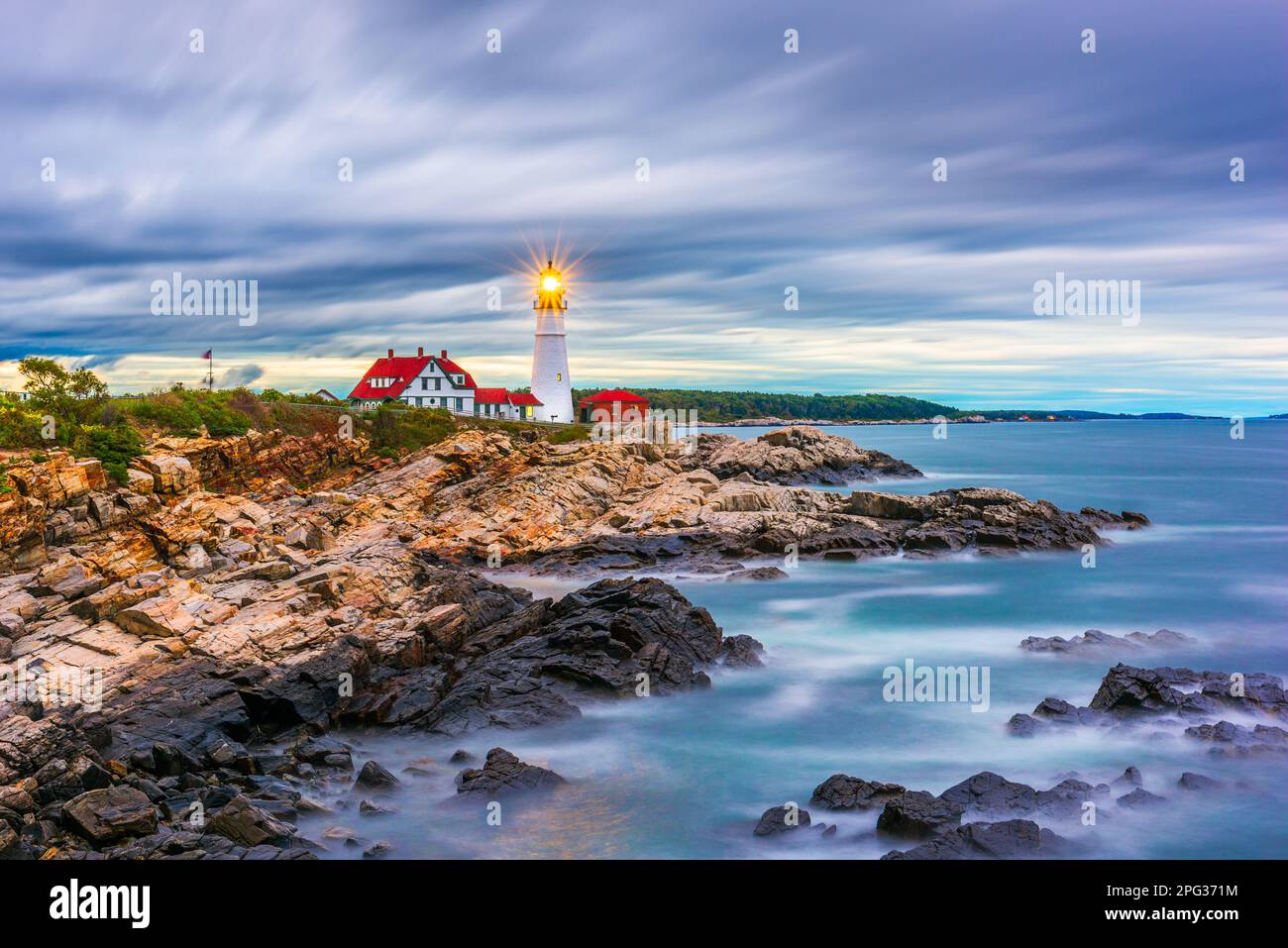 Cape Elizabeth, Maine, USA at Portland Head Light. Stock Photo