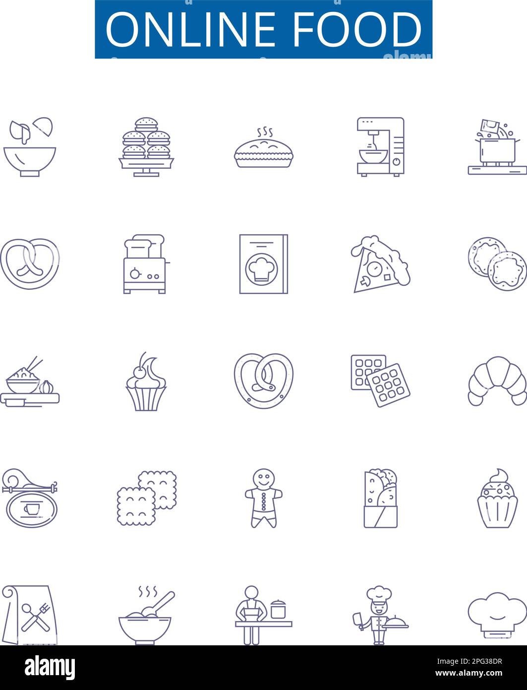 Online food line icons signs set. Design collection of Order, Delivery ...