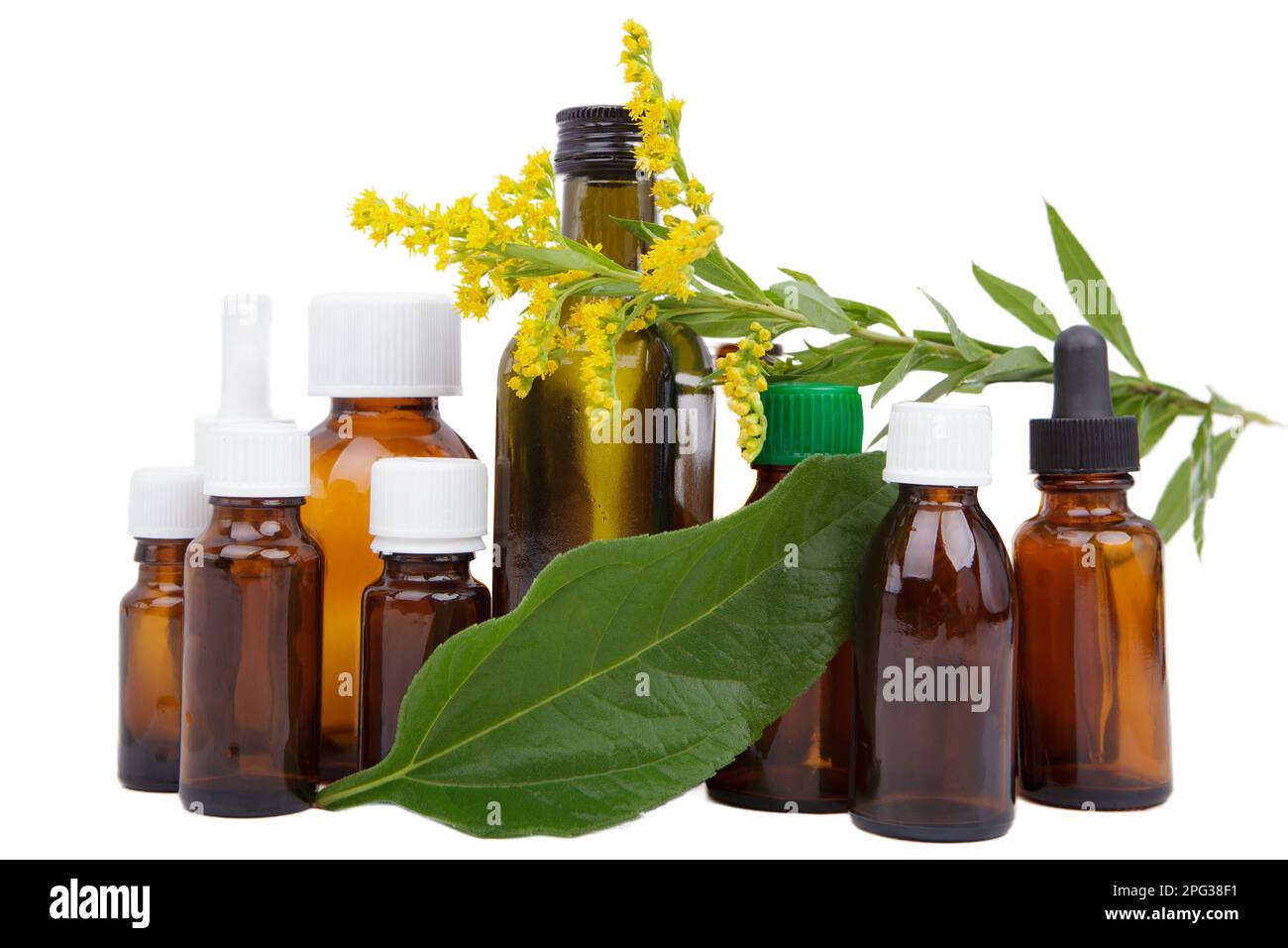 Group of vessels, pharmaceutical bottles with herbal medicines