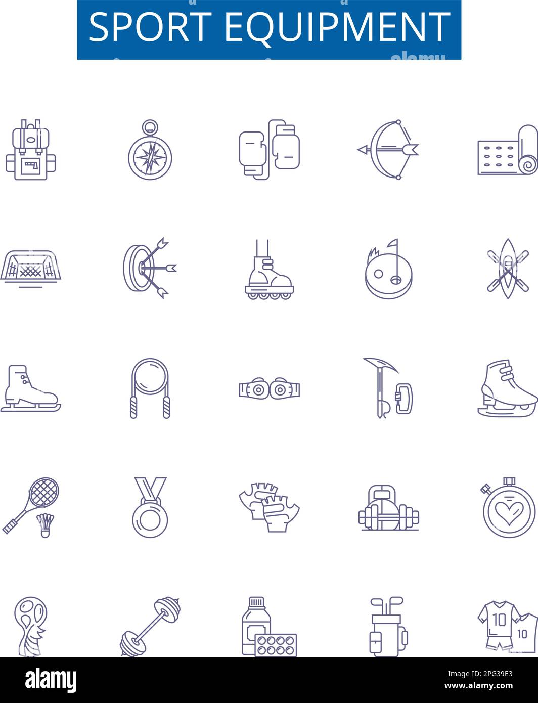 Sport equipment line icons signs set. Design collection of Gear, Balls ...
