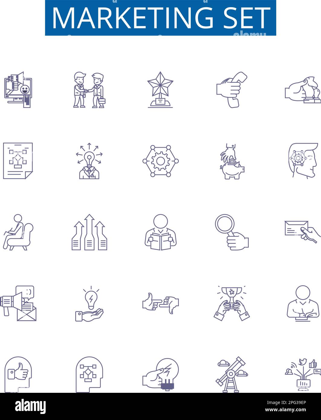 Marketing set line icons signs set. Design collection of Marketing, Set ...