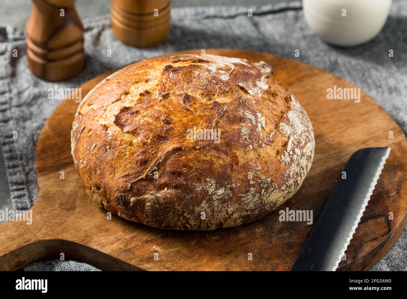 Traditional No Knead Peasant Bread Ready to Eat Stock Photo Alamy