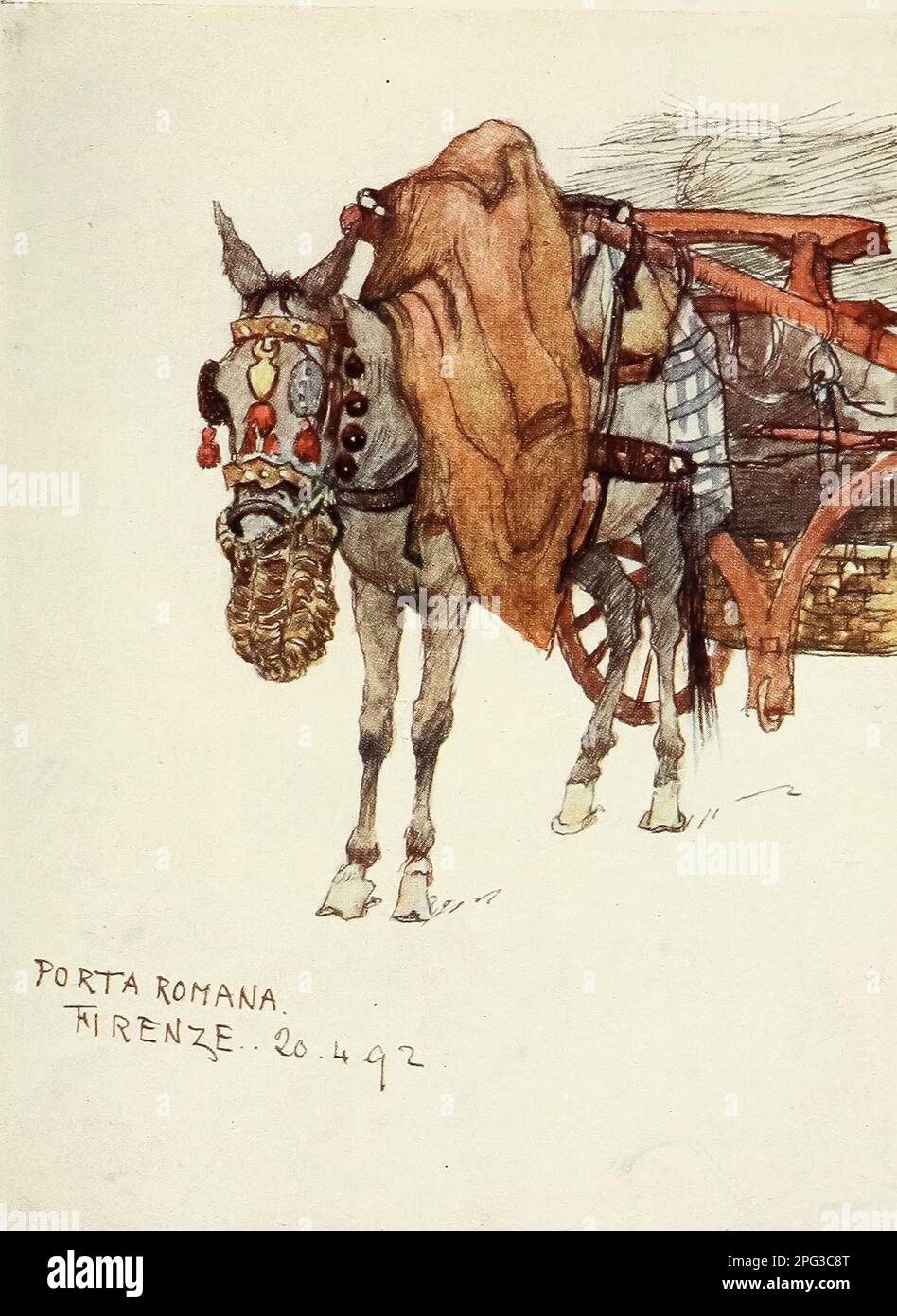 Study of Mule, with Decorated Harness painted by Colonel Robert Charles ...