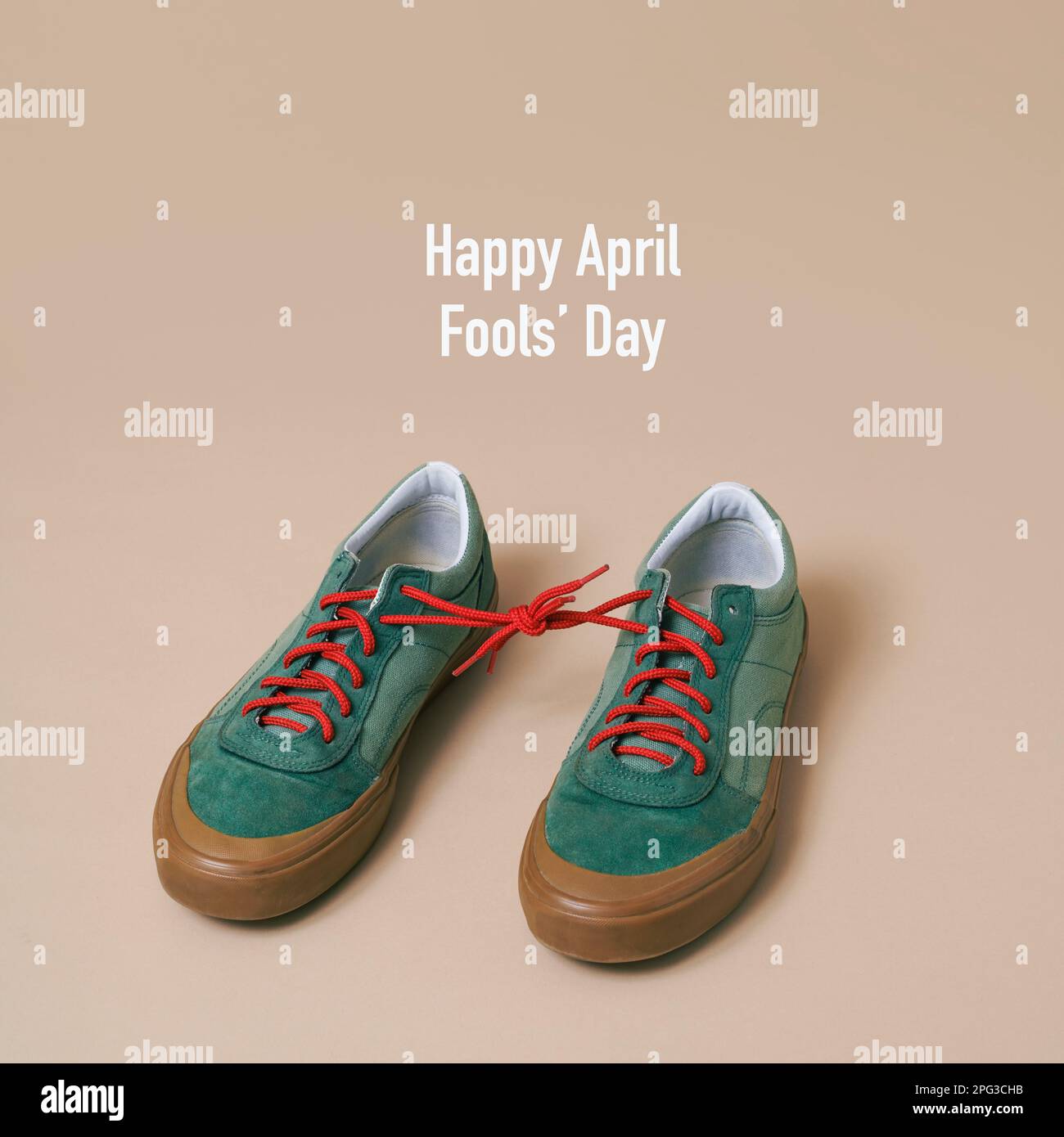 the text happy april fools day and a pair of green sneakers with its ...