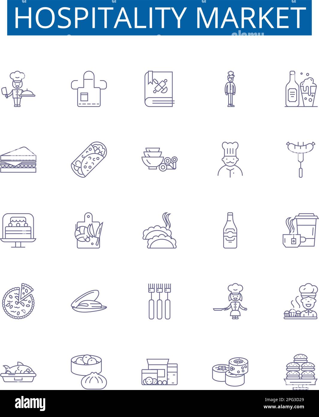 Hospitality market line icons signs set. Design collection of Hotel