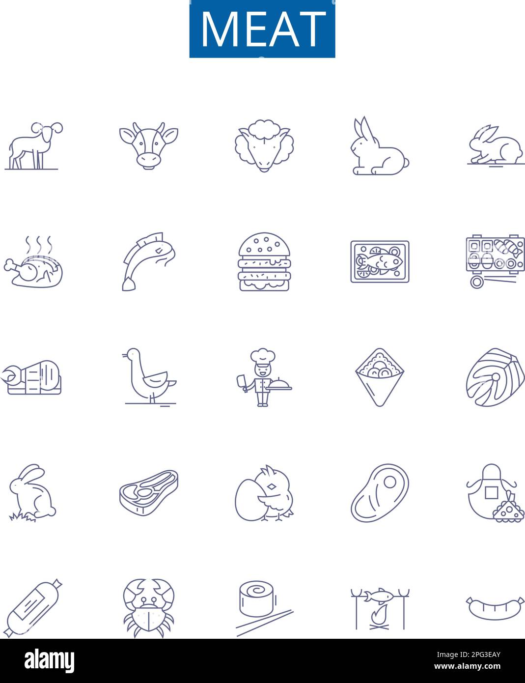 Meat line icons signs set. Design collection of Pork, Beef, Mutton ...