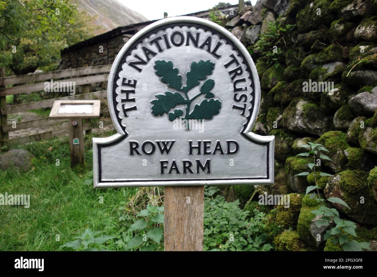 National Trust Signpost for 'Row Head Farm' in Wasdale, Lake District