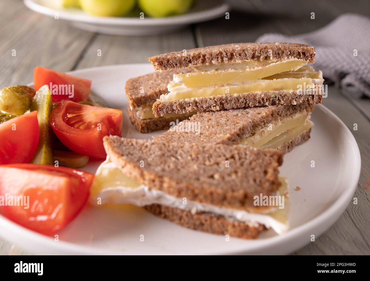 Rye bread sandwich with quark cheese or harzer cheese. Traditional
