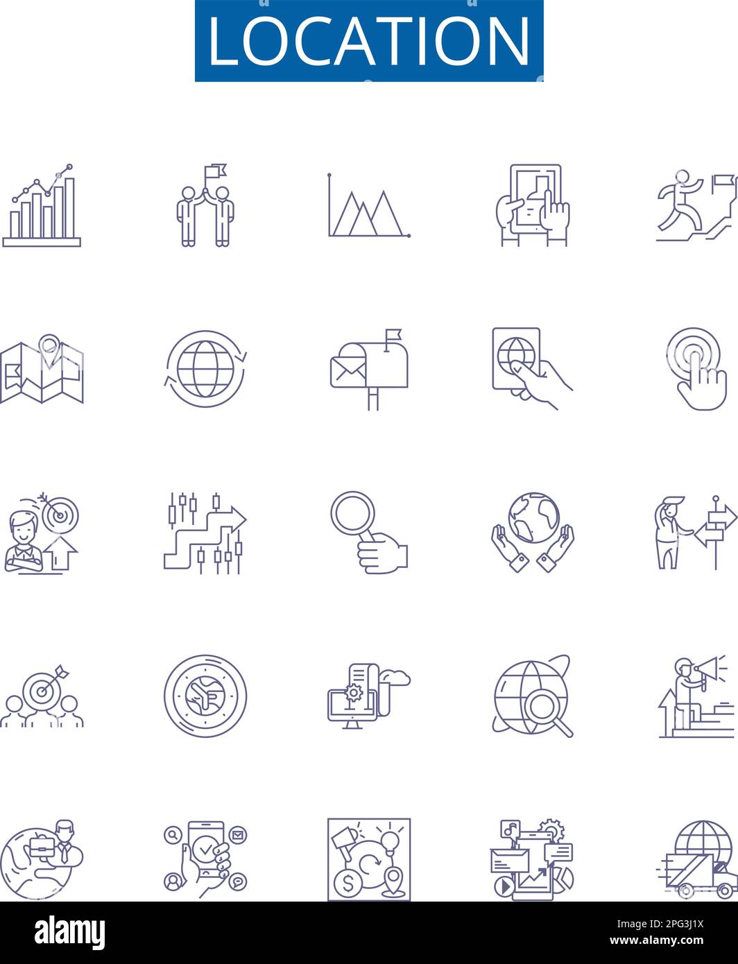 Location line icons signs set. Design collection of Place, Site, Spot