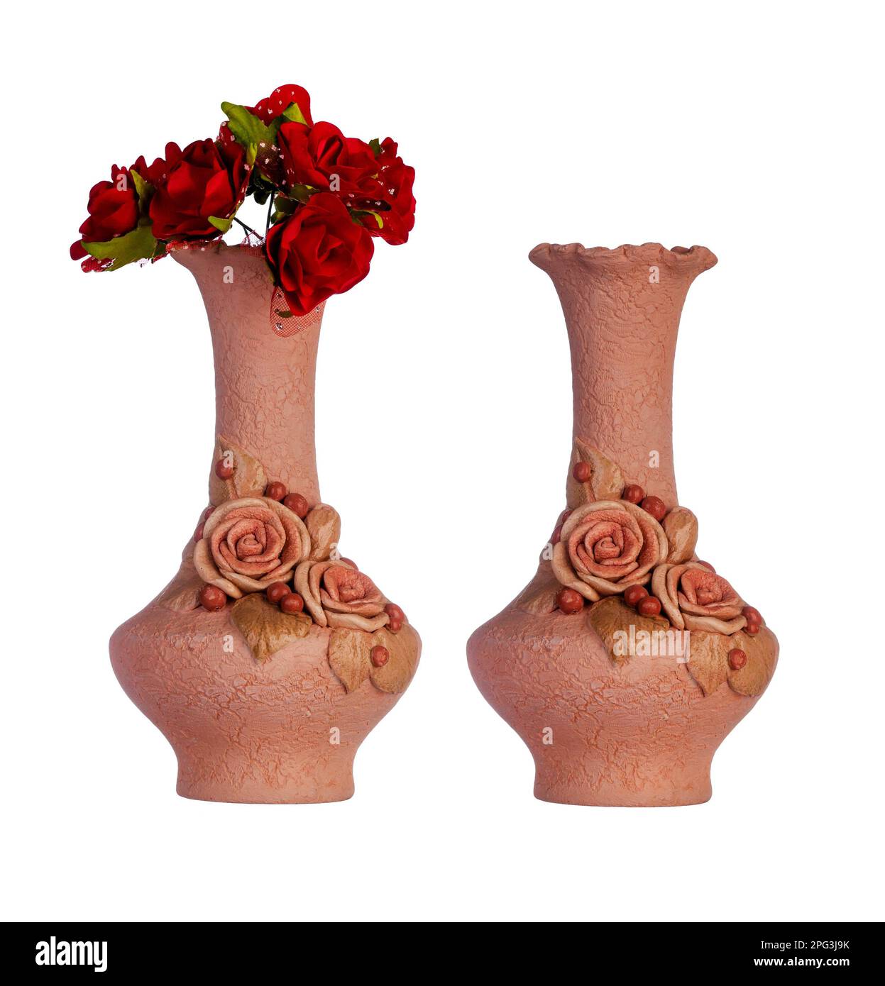 Ceramic vase with artificial flowers Stock Photo