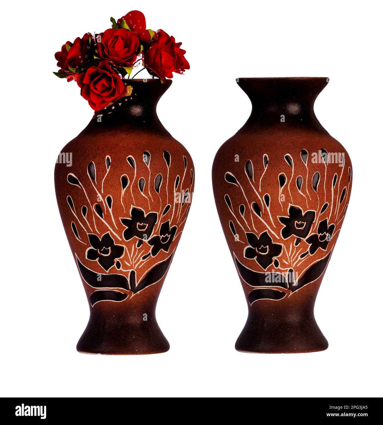 Ceramic vase with artificial flowers Stock Photo