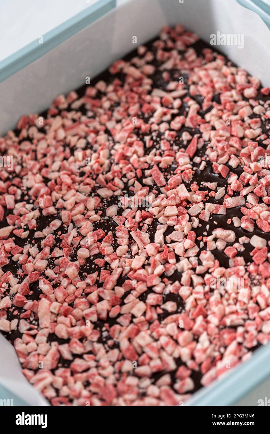 Peppermint brownies from a box mix Stock Photo Alamy