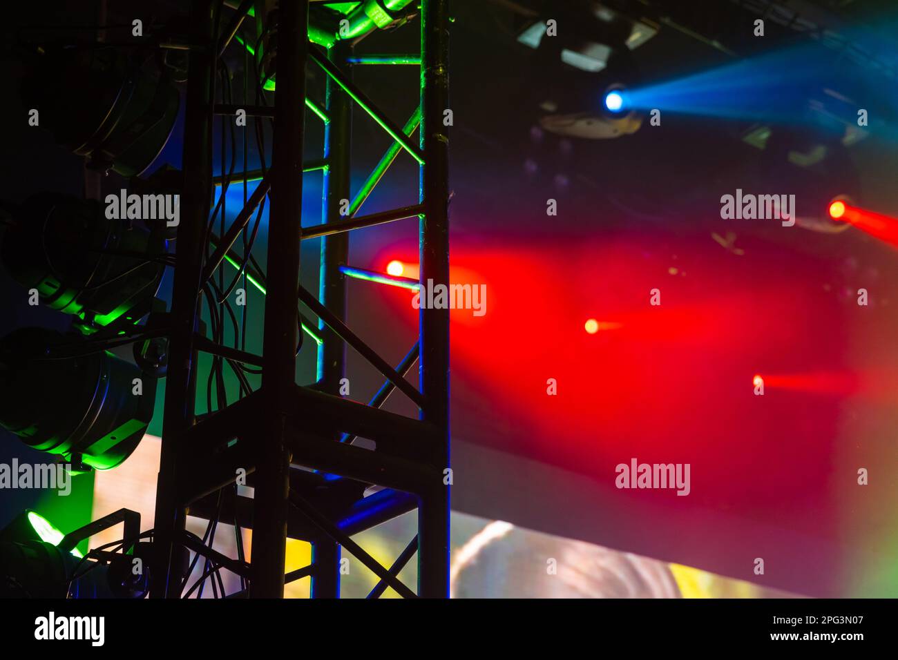 Colorful scenic spot lights, modern stage illumination equipment Stock