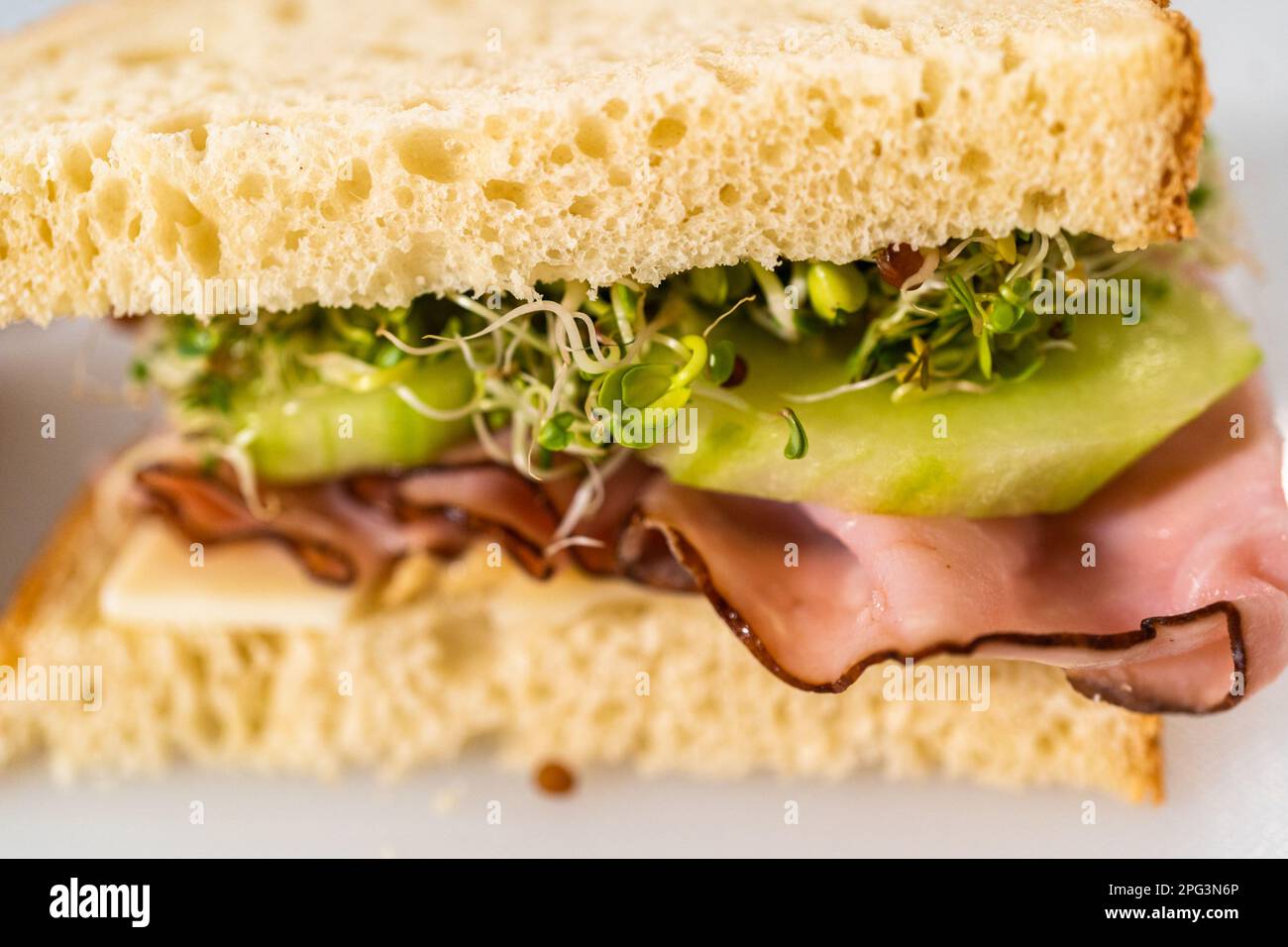 Ham, Cucumber, and Sprout Sandwich Stock Photo Alamy
