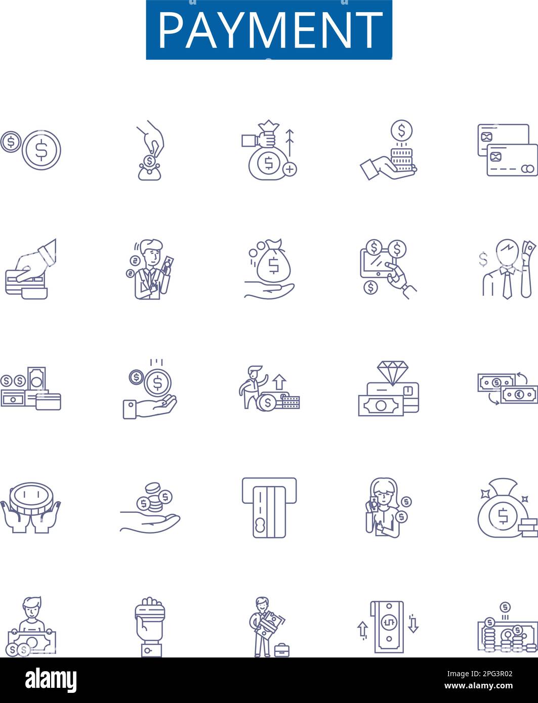 Payment line icons signs set. Design collection of Payment, Remittance ...