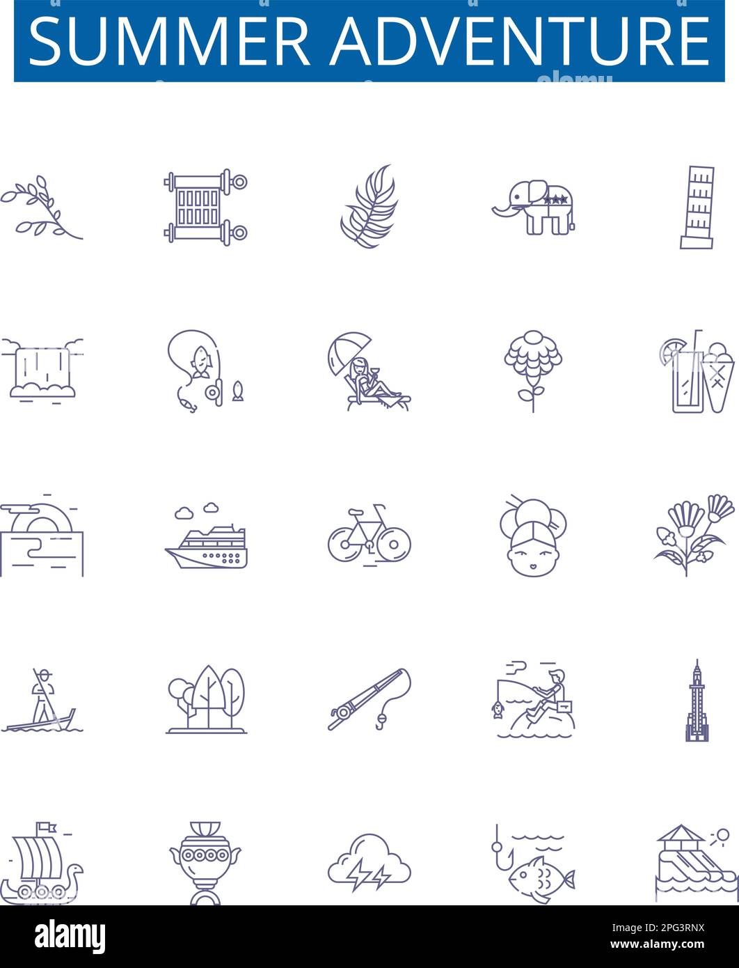Summer adventure line icons signs set. Design collection of Vacation