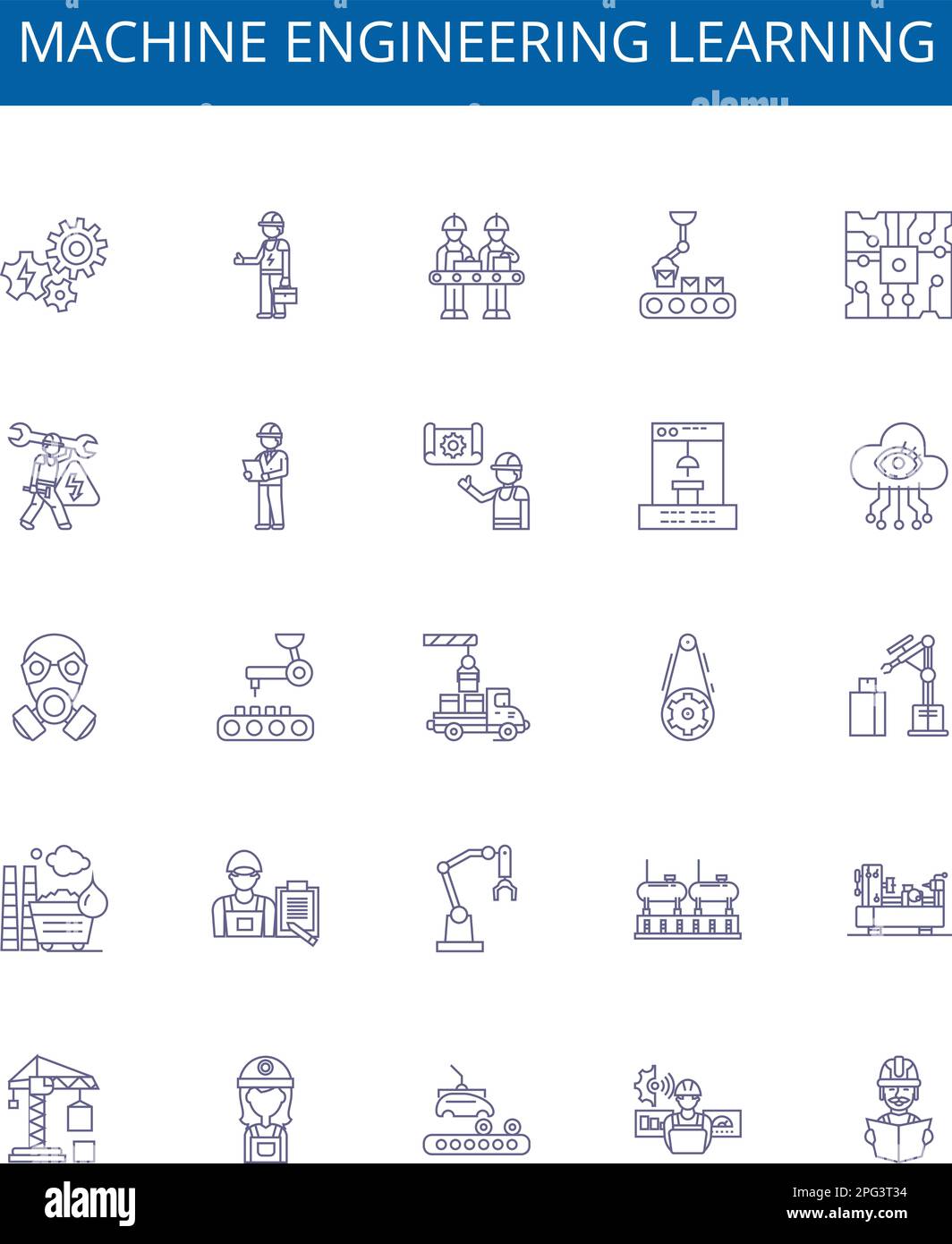 Machine Engineering Learning Line Icons Signs Set Design Collection Of Machine Engineering