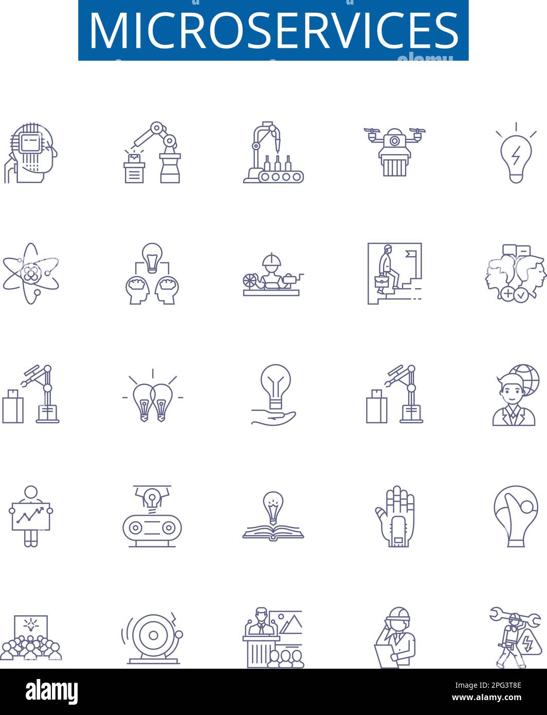 Microservices line icons signs set design collection of rate limit