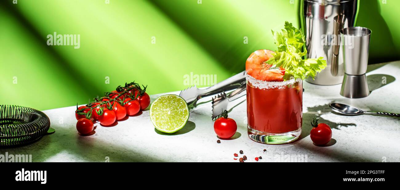 Bloody Caesar alcoholic cocktail drink, version of Bloody Mary with