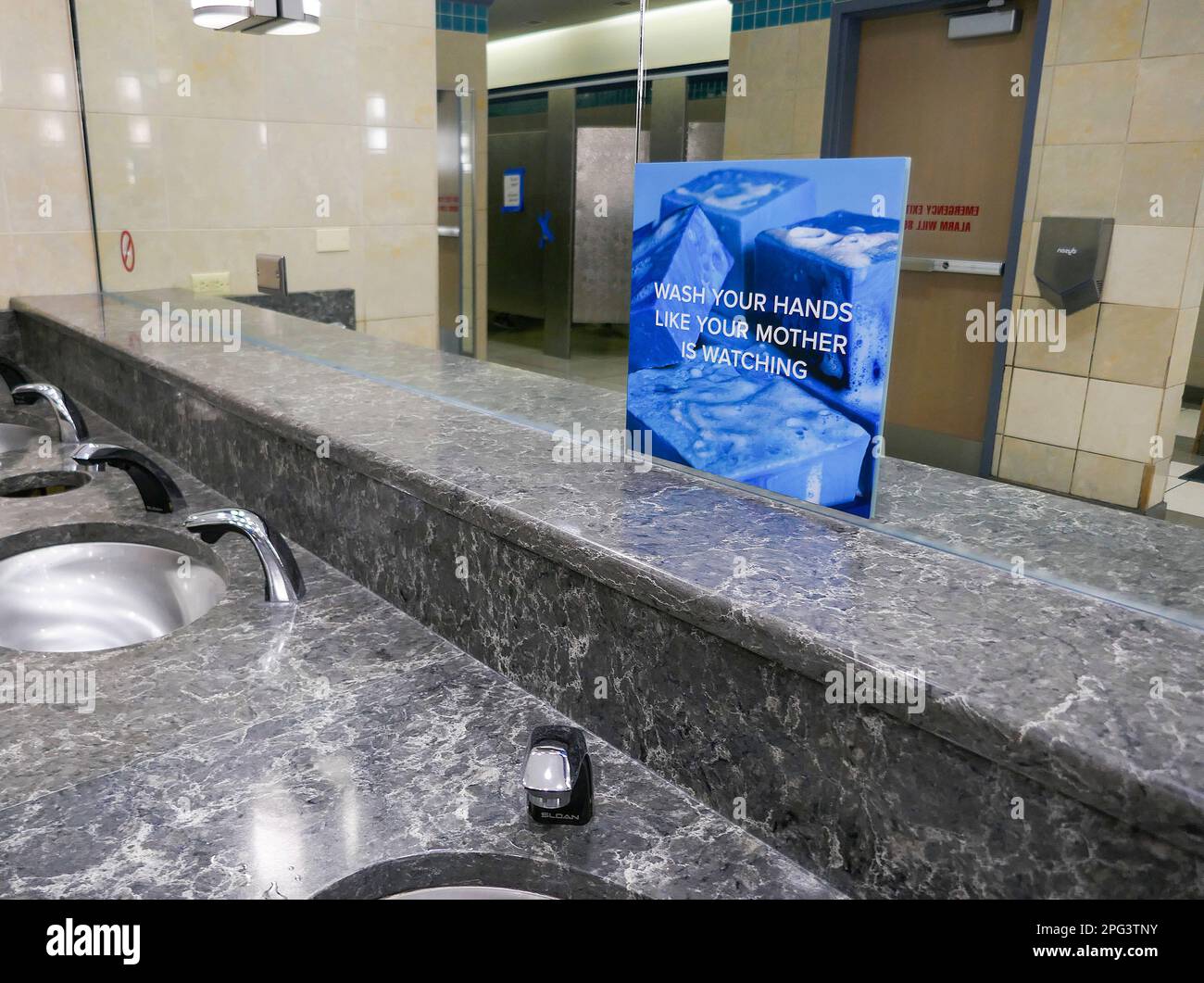 Public bathroom for women in a mall shopping center in Florida. Stock Photo