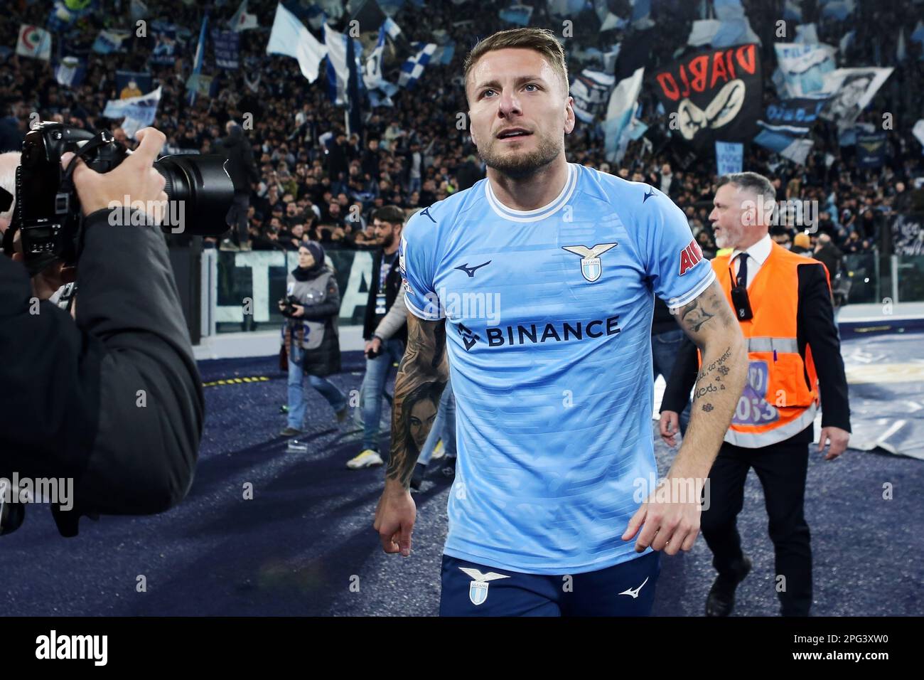 Rome Italie. 19th Mar 2023. Ciro Immobile of Lazio celebrates