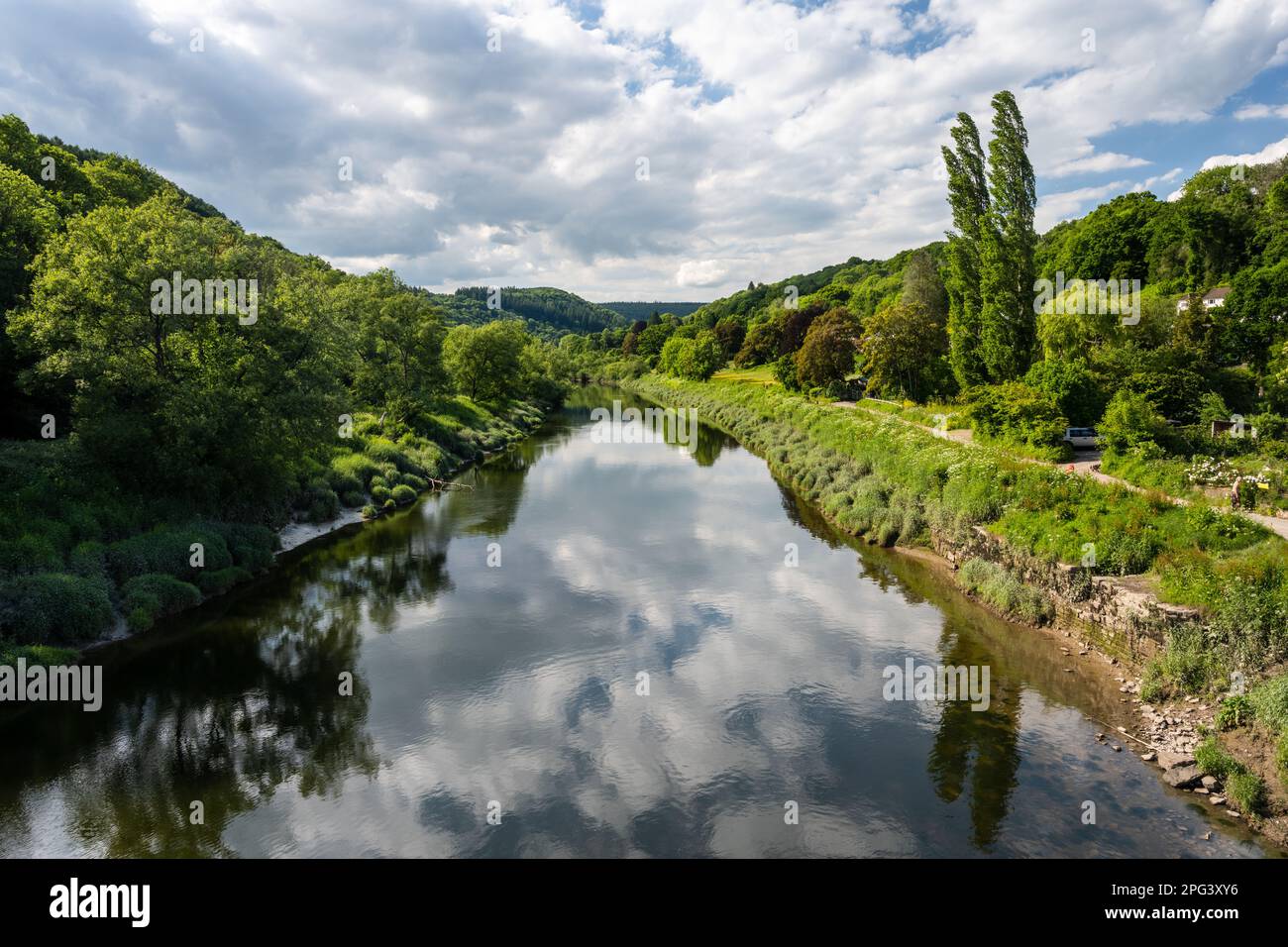 The Tidal River Wye Flows Through Woodland At Brockweir On The Border 