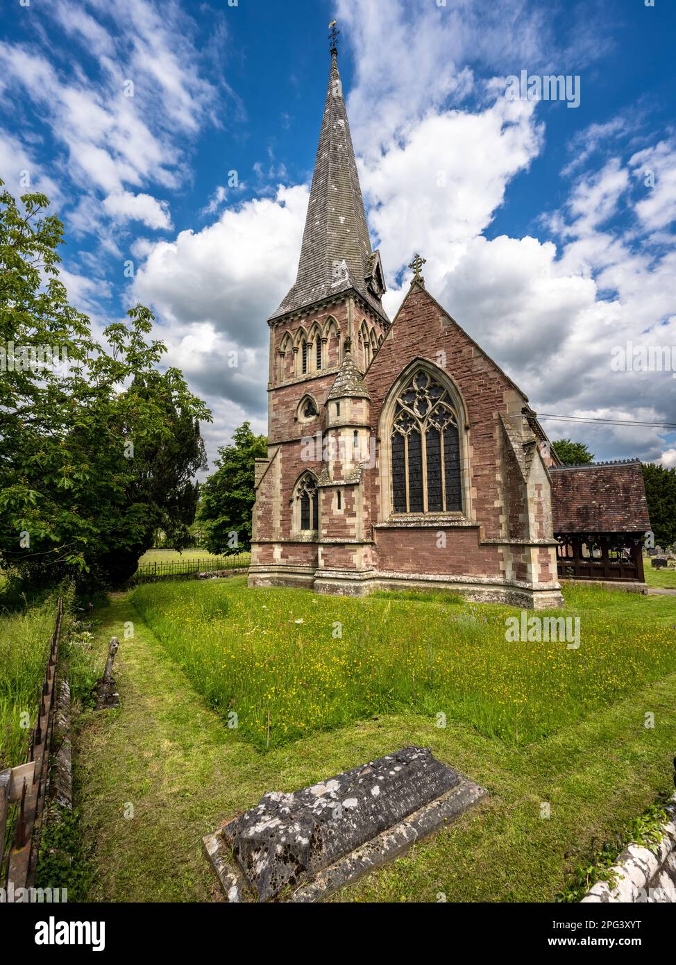 The traditional parish church of St Mary the Virgin in Flaxley in Gloucestershire's Forest of Dean. Stock Photo