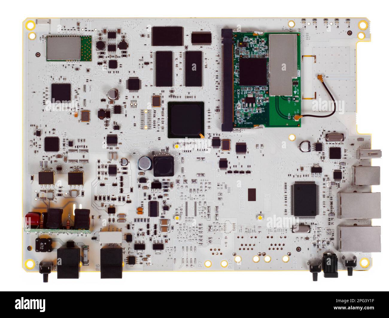Electric Circuit board with components.Isolated on white background
