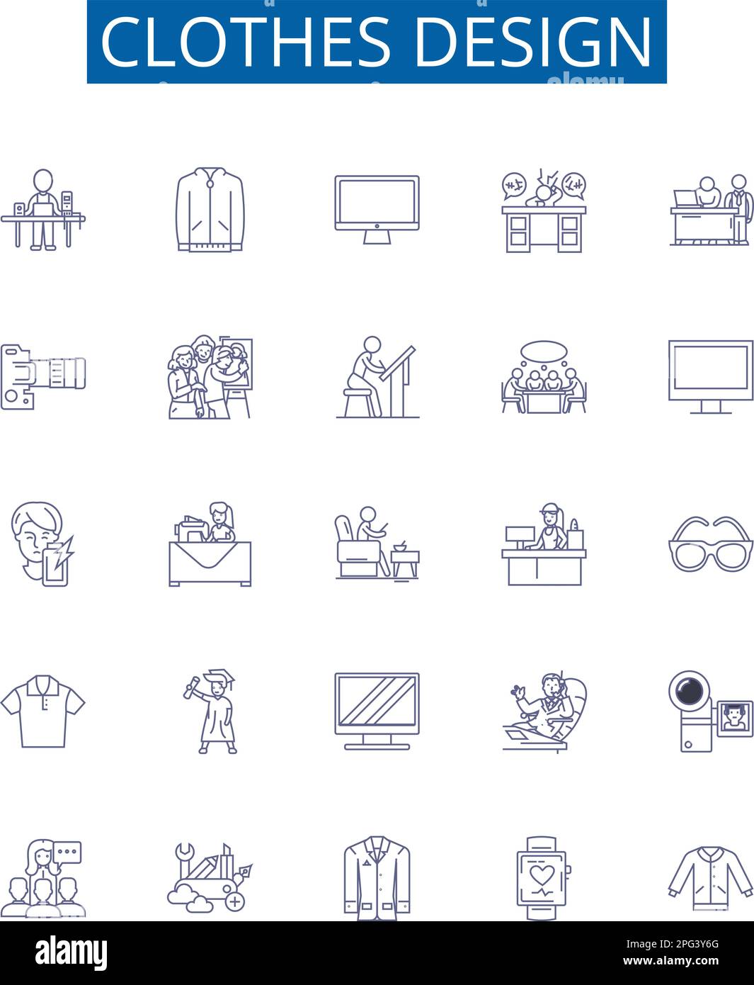 Clothes design line icons signs set. Design collection of Apparel