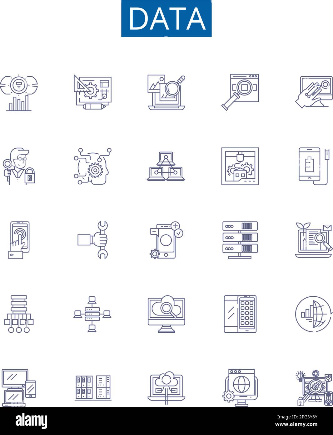 Data line icons signs set. Design collection of Data, Analytics ...