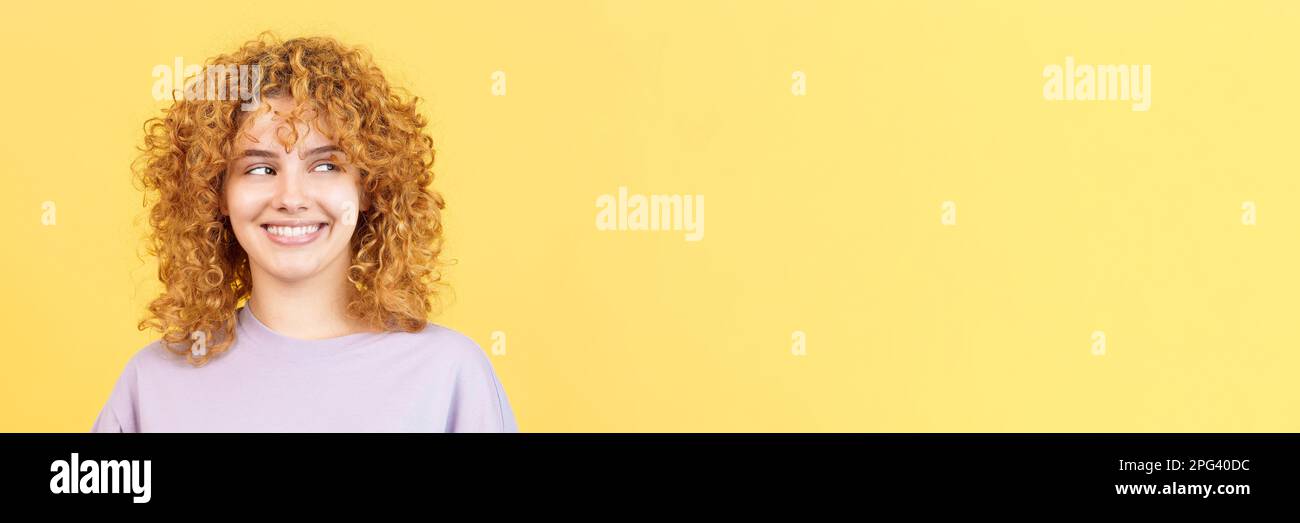 Curly hair woman happy hi-res stock photography and images - Alamy
