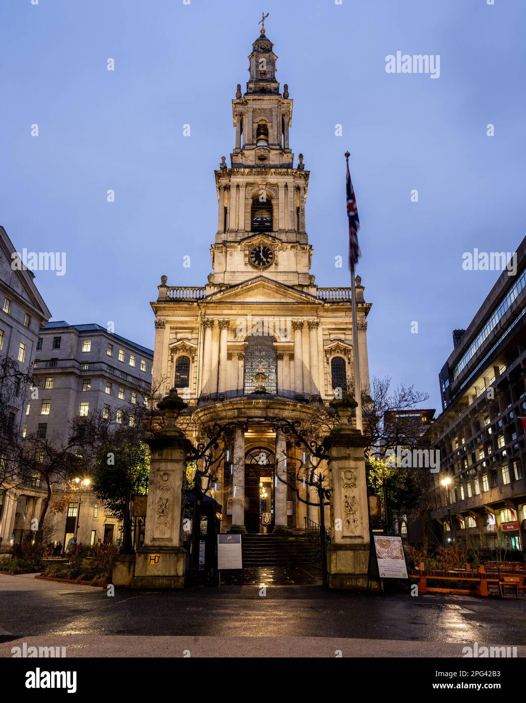 The 18th century Baroque St Mary Le Strand Church in central London. Stock Photo