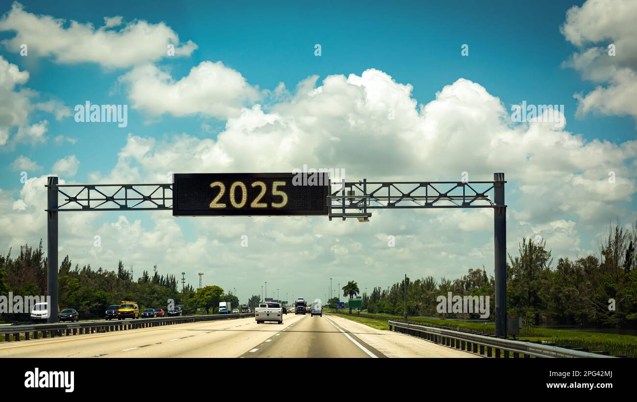 Signposts with the direct way to 2025 Stock Photo Alamy