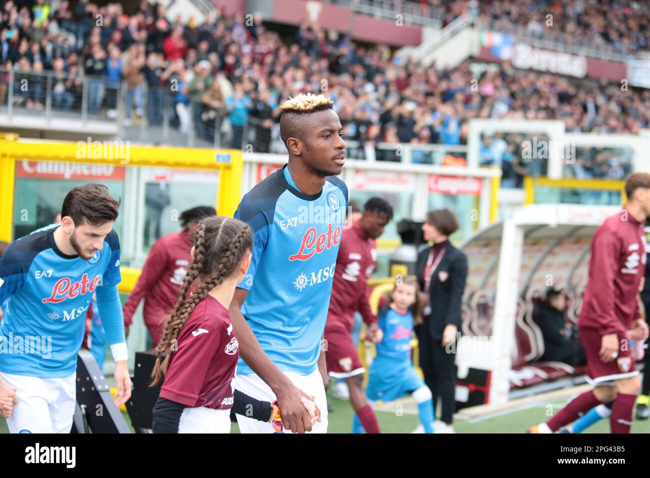 Victor Osimhen of SSC Napoli during the Italian Serie A football match between Torino Fc and Ssc Napoli, on 19 March 2023 at Stadio Olimpico Grande To Stock Photo
