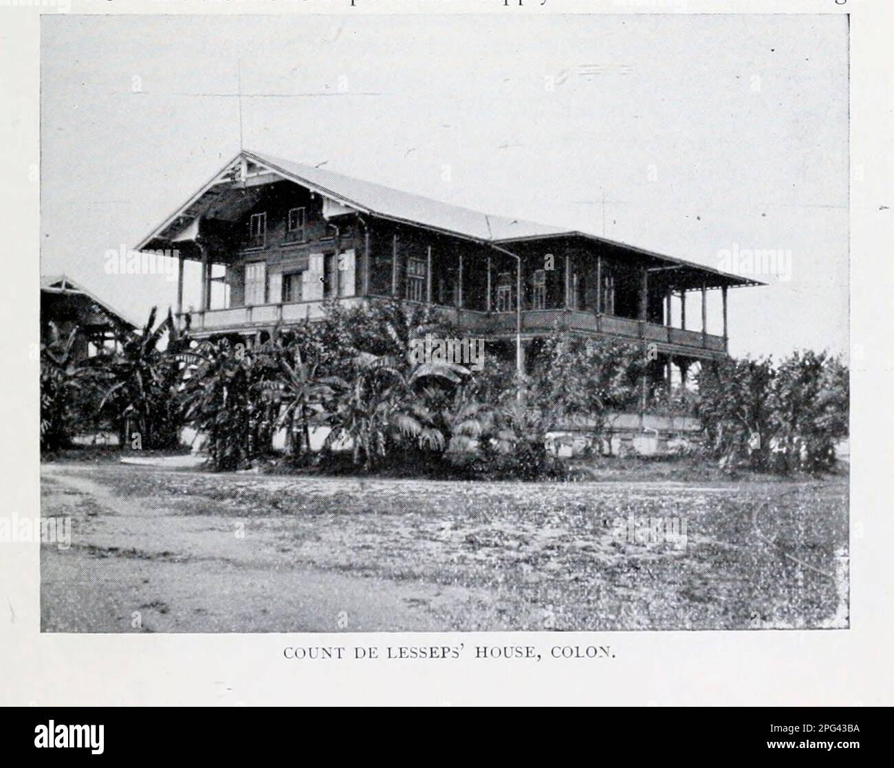 Count De Lesseps' House, Colon from the Article BUSINESS OPPORTUNITIES IN COLOMBIA. By C. F. Z. Caracristi. from The Engineering Magazine DEVOTED TO INDUSTRIAL PROGRESS Volume IX April to September, 1895 NEW YORK The Engineering Magazine Co Stock Photo