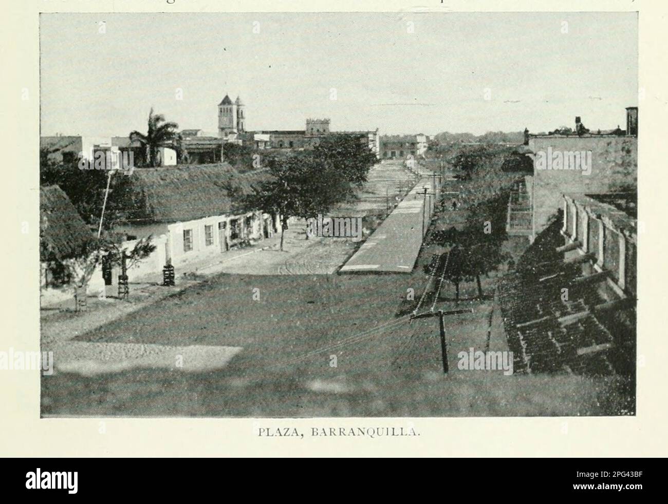 Plaza, Barranquilla from the Article BUSINESS OPPORTUNITIES IN COLOMBIA. By C. F. Z. Caracristi. from The Engineering Magazine DEVOTED TO INDUSTRIAL PROGRESS Volume IX April to September, 1895 NEW YORK The Engineering Magazine Co Stock Photo