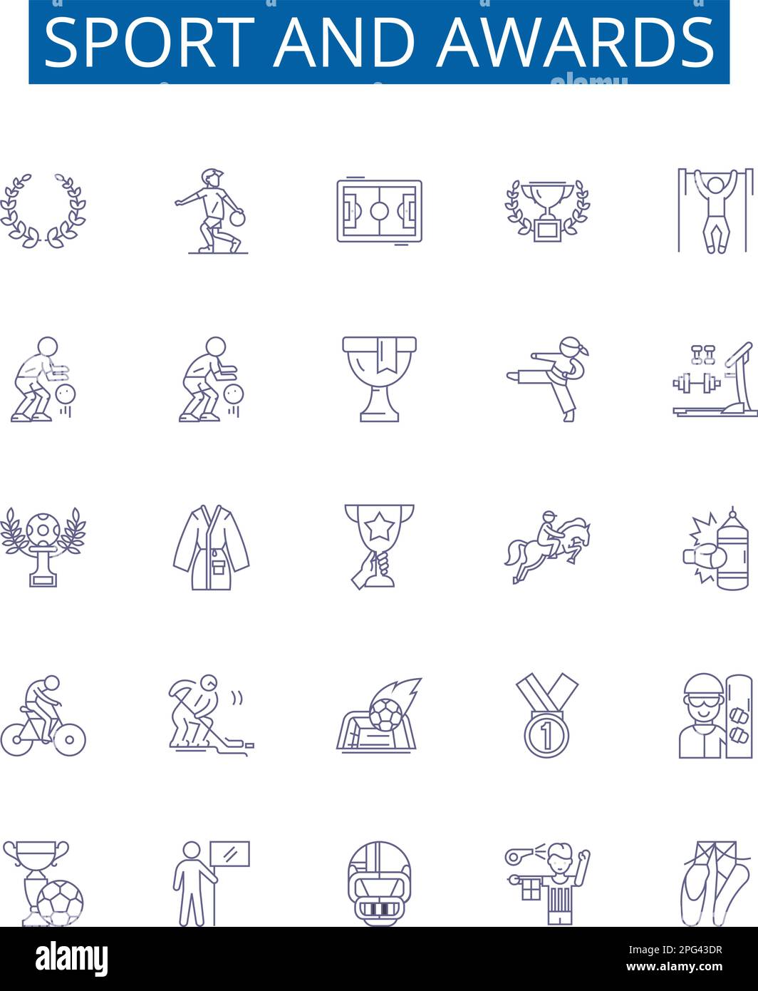 Sport and awards line icons signs set. Design collection of Sports, Awards, Competition, Medals