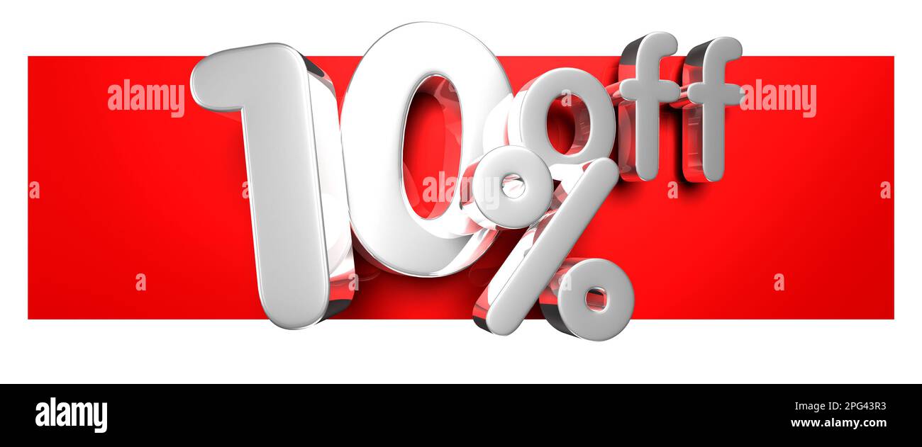 10 Percent Off 3D Illustration On White Background Have Work Path 