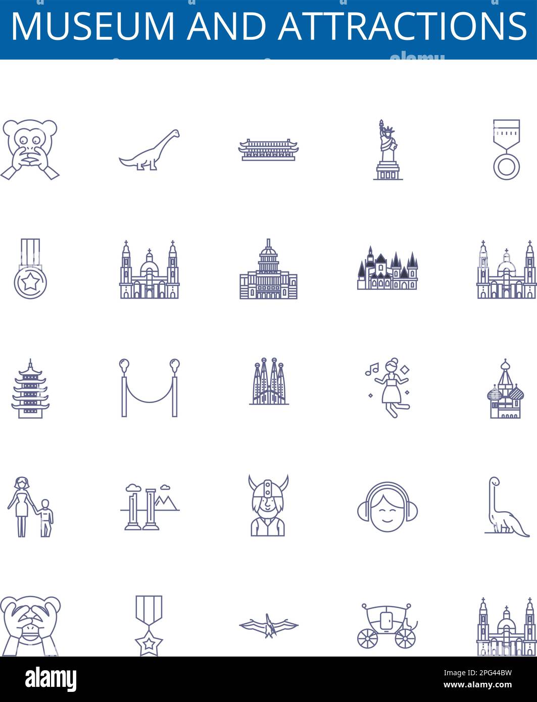 Museum And Attractions Line Icons Signs Set Design Collection Of