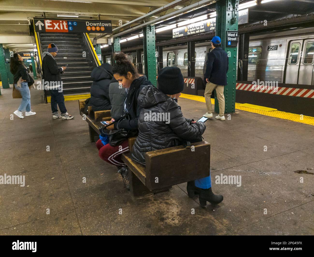 Weekend ridership in the New York subway on Saturday, March 11, 2023. (© Richard B. Levine) Stock Photo