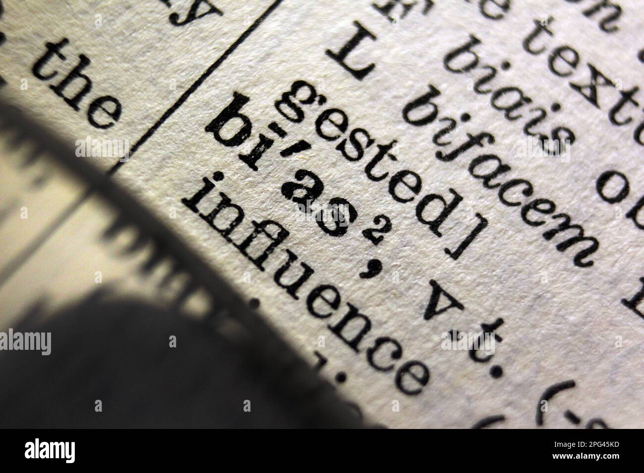 Definition of word bias on dictionary page, closeup Stock Photo Alamy