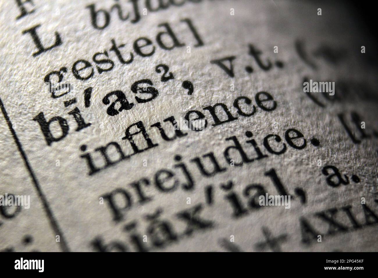 Definition of word bias on dictionary page, closeup Stock Photo Alamy