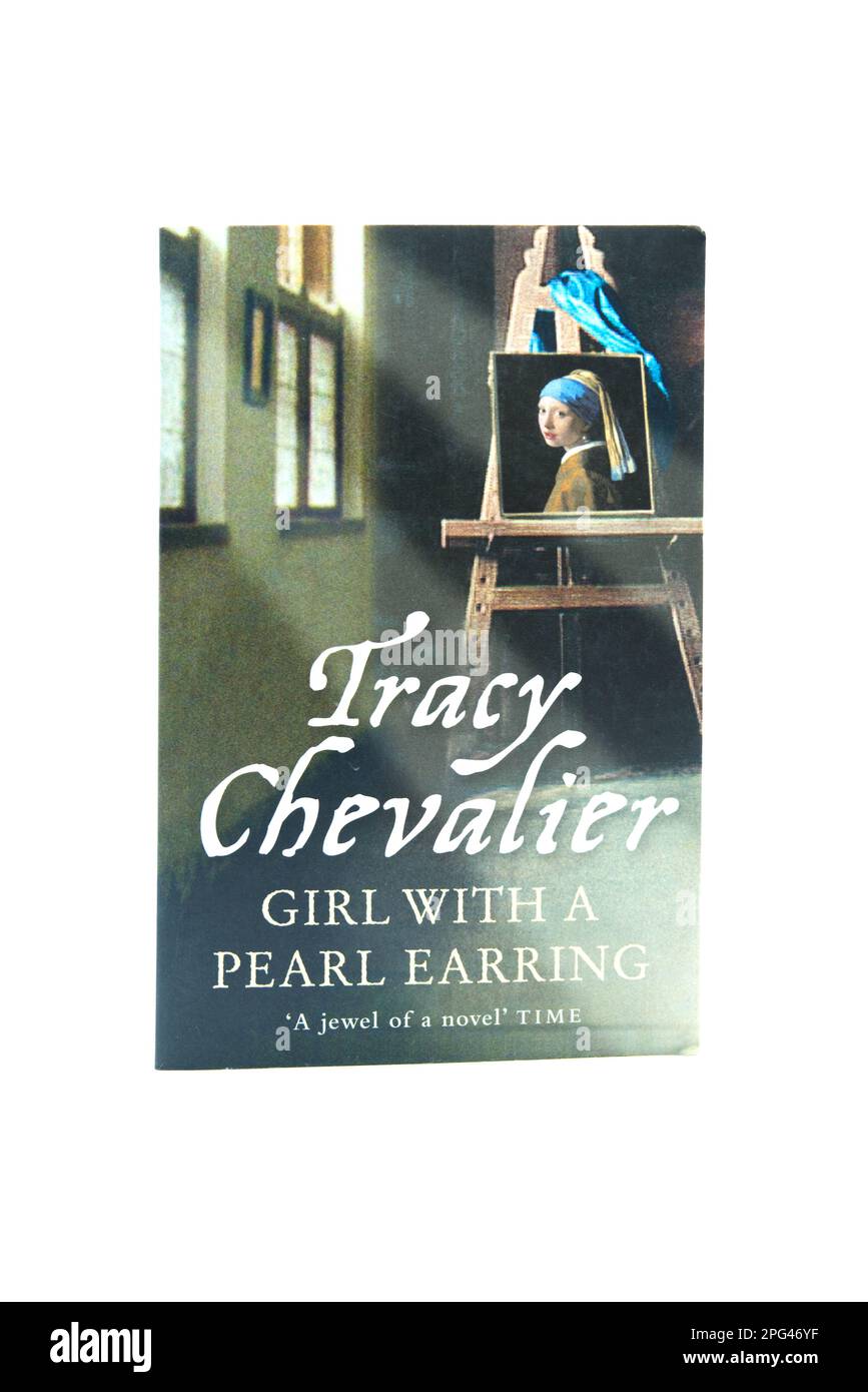 Lublin, Poland. March 11 2023.Paperback edition of Tracy Chevalier historical novel 'Girl with a Pearl Earring', isolated on white background Stock Photo