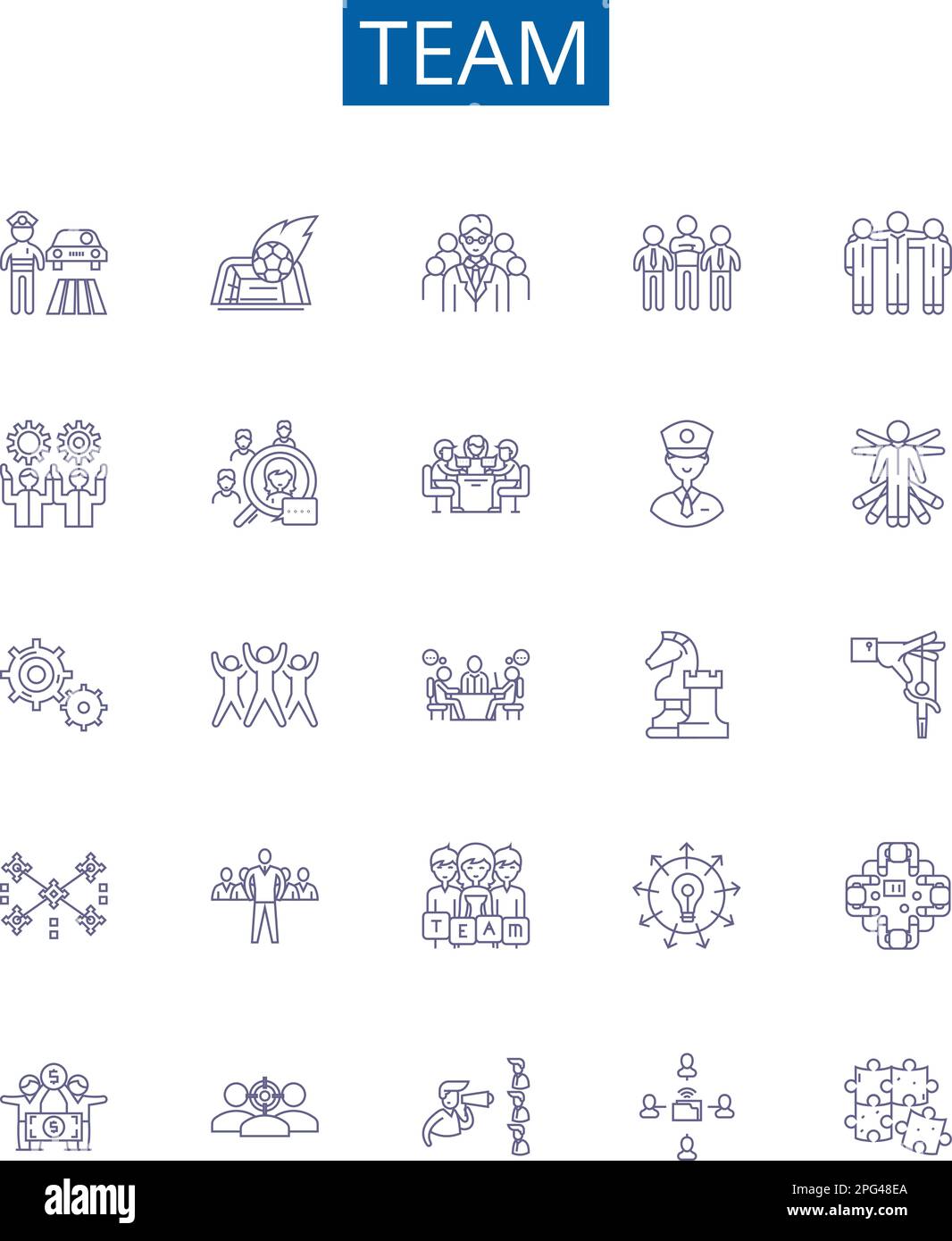 Team line icons signs set. Design collection of Squad, Crew, Group