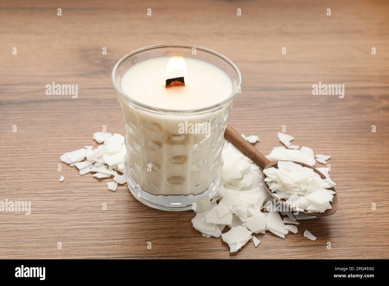 White soy wax flakes for candle making on a light gray marble background  Stock Photo - Alamy