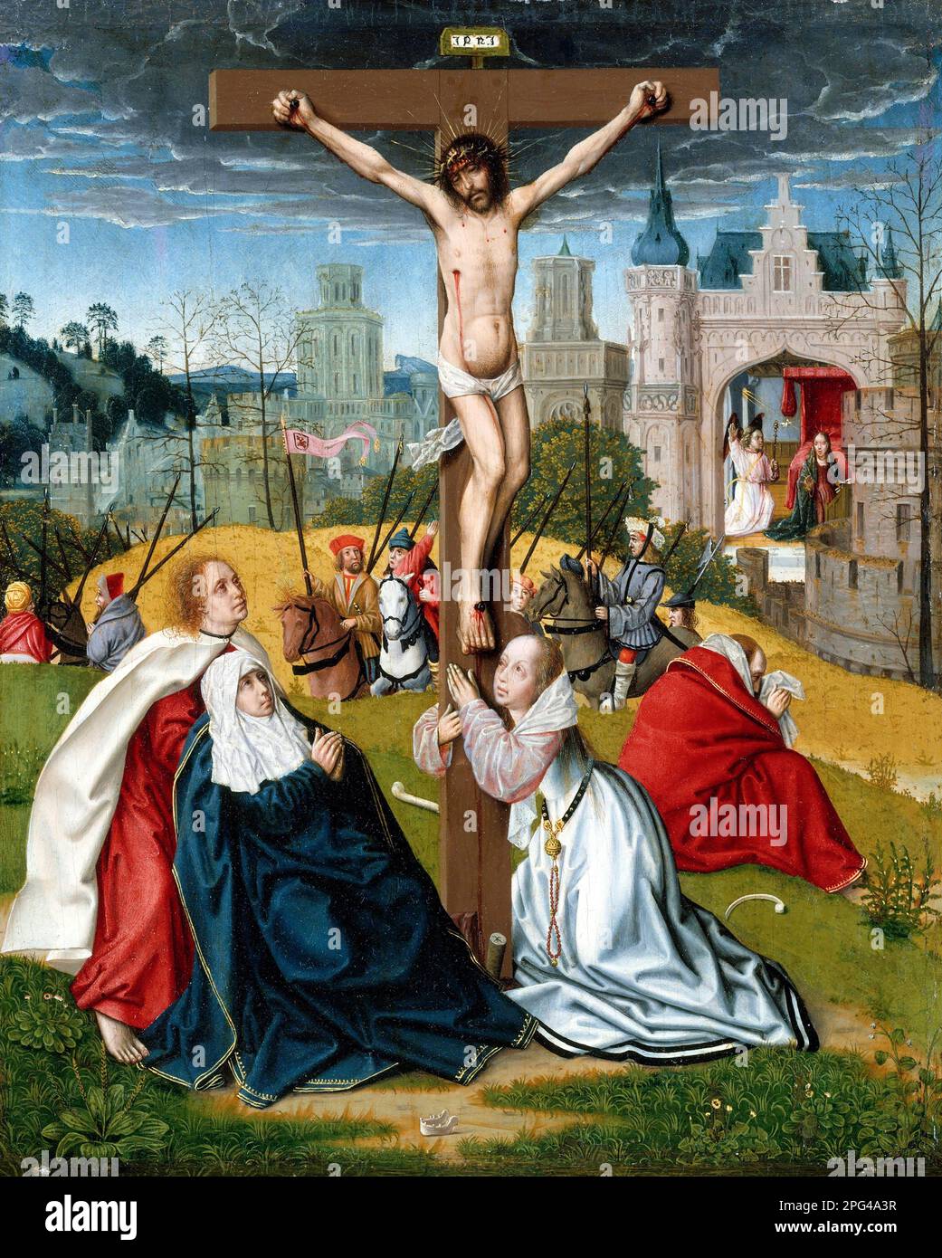 The Crucifixion by Jan Provoost (1462-1529), oil on wood, c. 1495 Stock Photo