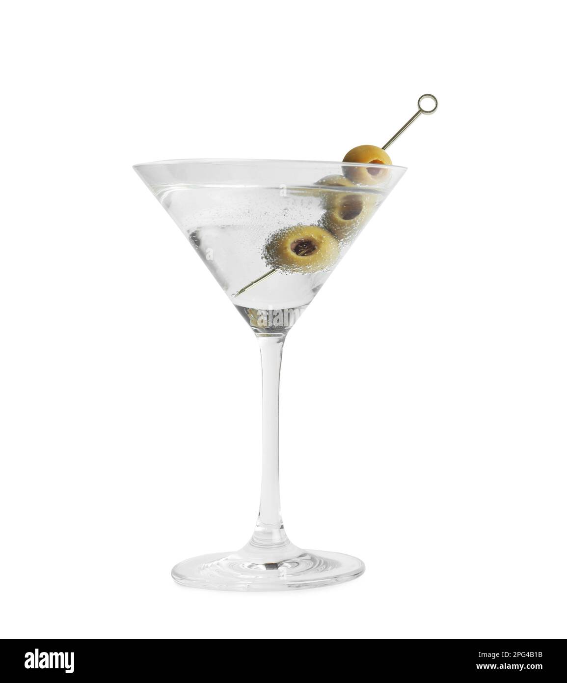 Martini cocktail with olives on white background Stock Photo Alamy
